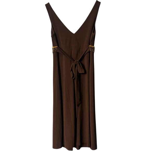 148. Bisou Bisou Michele Bohbot Size 10 Beaded Brown Sleeveless Dress - Picture 3 of 6